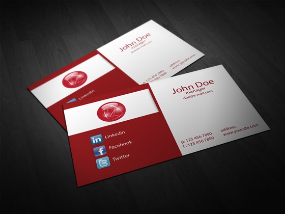 Business Cards: Free Red Corporate Business Card Template Vol.01