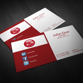 Business Cards: Free Red Corporate Business Card Template Vol.01